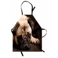 thumbnail image 1 of Pug Apron Cute Photograph of a Pug with Its Little Paws Pure Bred Dog Image Animal Fun, Unisex Kitchen Bib Apron with Adjustable Neck for Cooking Baking Gardening, Brown Pale Brown, by Ambesonne, 1 of 3