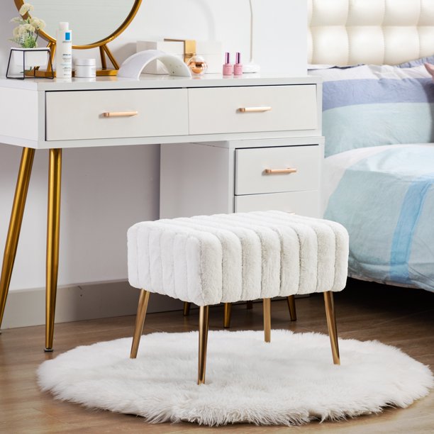 Duhome Elegant Lifestyle Ottoman Bench Vanity Makeup Chair Modern Faux