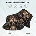 thumbnail image 2 of Bingfone Metal Style Horned Skull Bucket Hat for Men Women,Packable Reversible Printed Sun Hats,Fisherman Outdoor Travel Hiking Beach Caps, 2 of 7