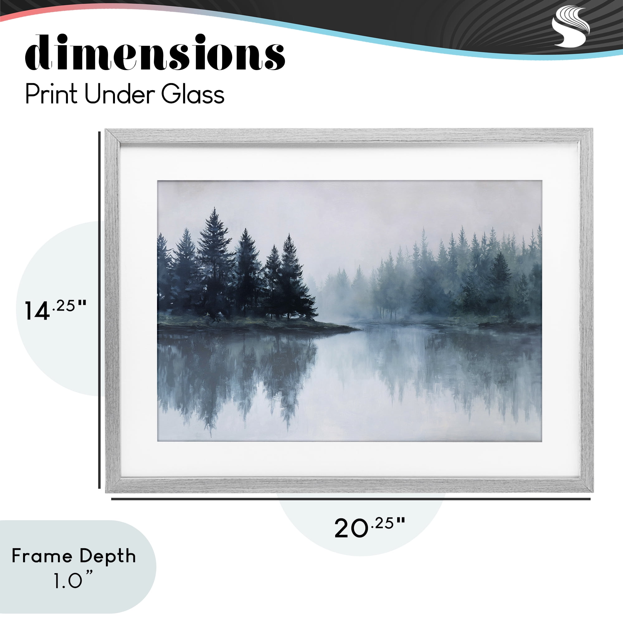 Stupell Industries Indigo Tree Reflections Gray Framed Print Under Glass, design by Jacky Ngan