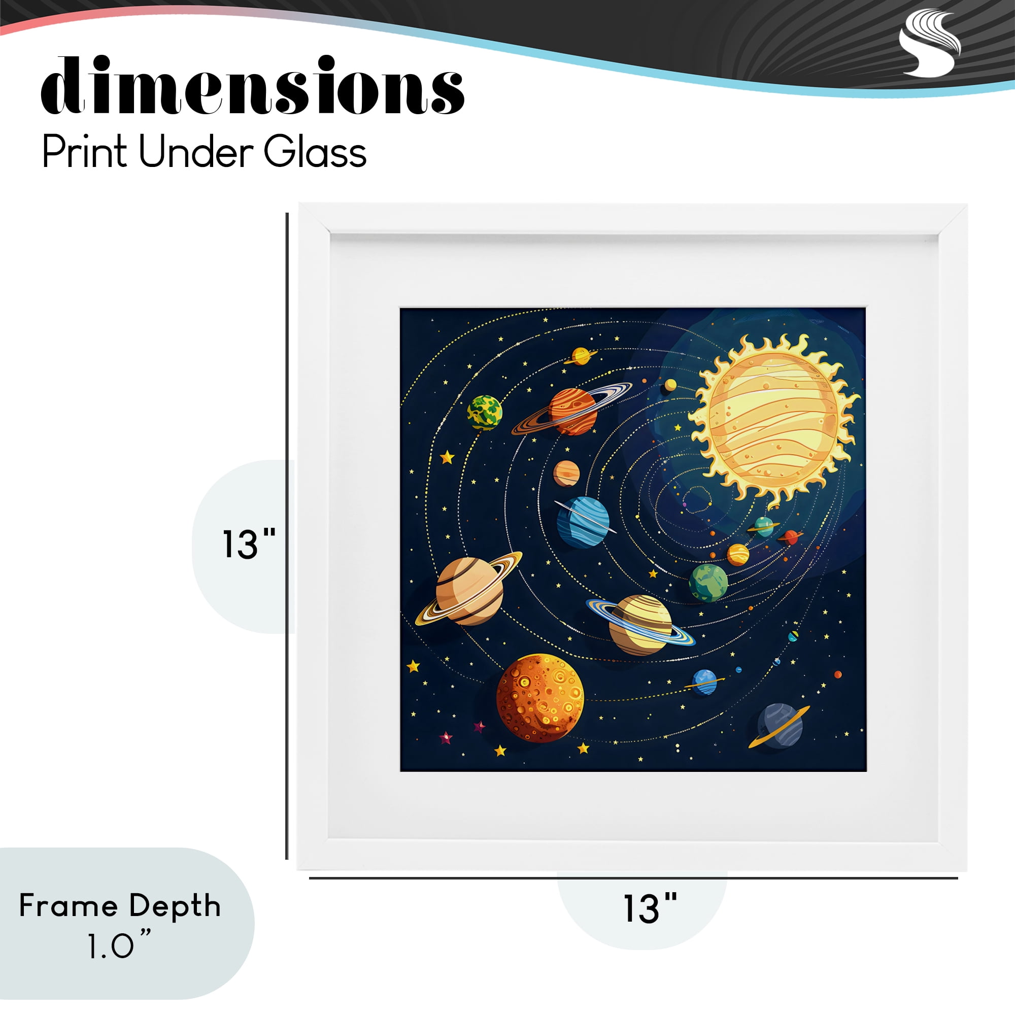 Stupell Industries Planets Around The Sun White Framed Print Under Glass, design by Creative Studio