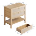thumbnail image 2 of Rattan Night Stand Set of 2, Boho Night Stand with 2 Rattan Drawers, Large Bedside Table Side Table with Open Storage Shelf, Farmhouse Nightstand for Bedroom Living Room, 2 of 8