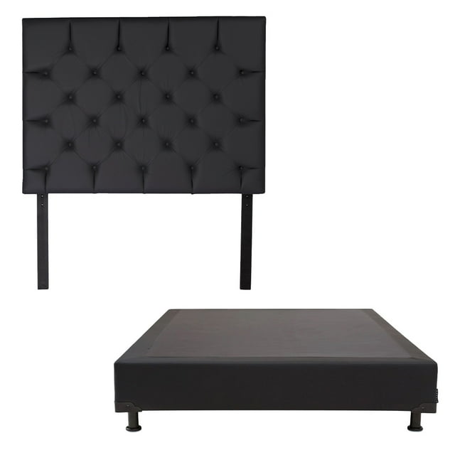 Box Base Cama Individual + Cabecera Dubai Negro