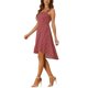 thumbnail image 4 of Vestidos sin mangas florales INSPIRE CHIC para el cuello cuadrado de las mujeres, vestido bohemio de verano L Rojo, 4 of 6