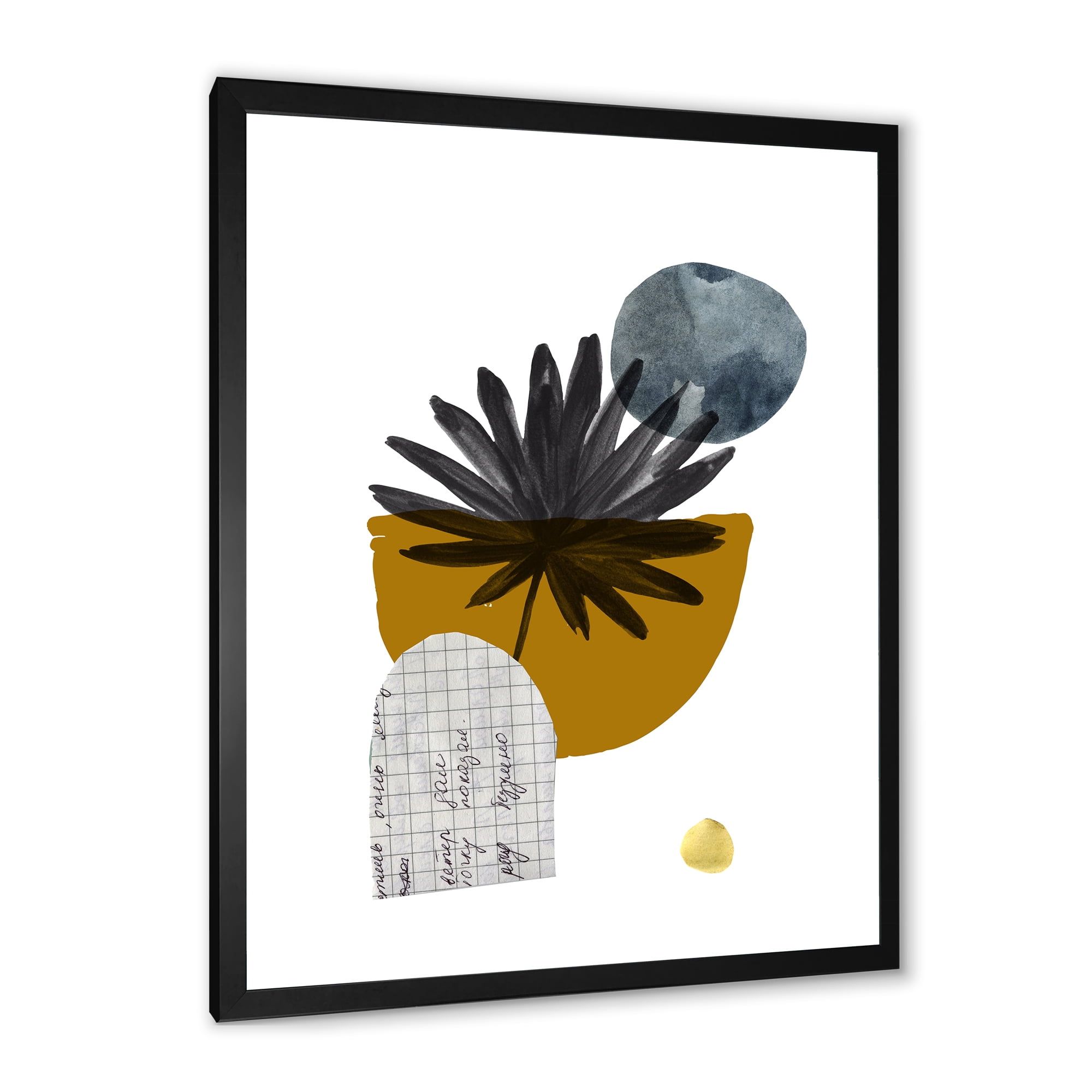 Designart 'Abstract Geometry Shapes and Tropical Palm Leaf I' Modern Framed Art Print