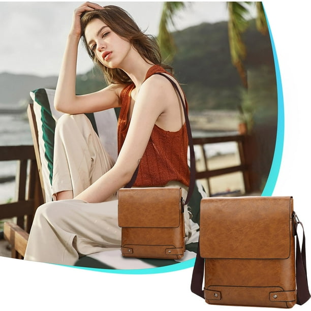 Bolso de hombro cruzado texturizado de cuero premium, correa ajustable, bolso espacioso y ligero para viajar, trabajo diario necesario, bolso de hombro cruzado, unisex