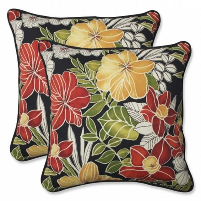 Pillow Perfect 565934 Clémens Noir Jeter Oreiller 18.5 in. - Lot de 2