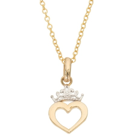 Disney Princess 10kt Yellow Gold Heart Crown Pendant, 18