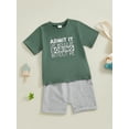 thumbnail image 5 of Toddler Baby Kids Boys Summer Outfits 12 18 24 Months 2T 3T 4T 5T Letter Print Round Neck Short Sleeve T-Shirts Elastic Waist Shorts 2Pcs Clothes Set, 5 of 9