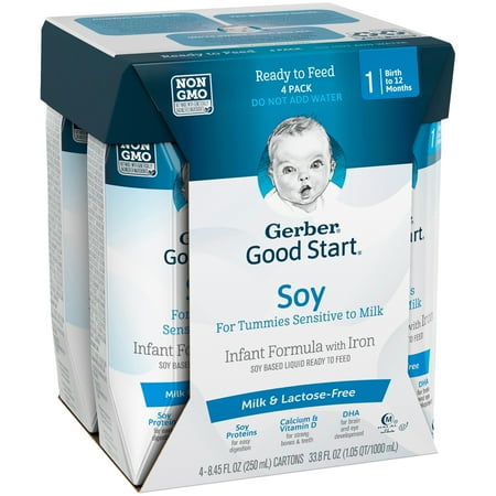Gerber Good Start Soy Non-GMO Ready to Feed Infant Formula, Stage 1, 8.45 fl oz (Pack of 4)