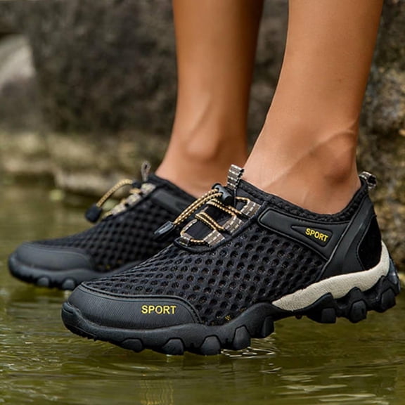 Juslio Shoes Men Comfortable Lightweight Round Toe Mesh Casual Plus Size Breathable Outdoor Hiking Shoes