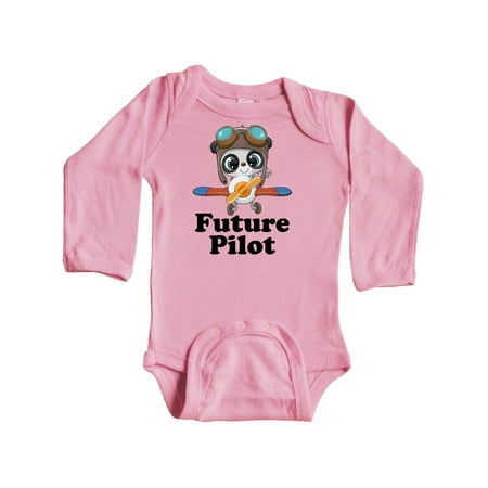 

Inktastic Boys Future Pilot Panda Gift Baby Boy Long Sleeve Bodysuit