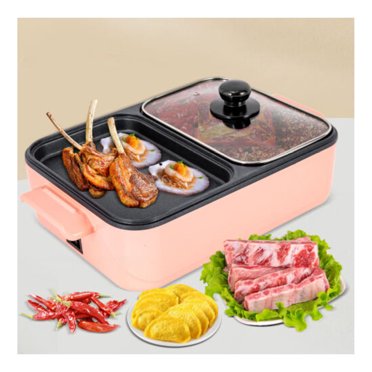 ChicCrest Electric Hot Pot 2 In 1 Nonstick Griddle Smokeless Barbecue Grill Hot Pot 110V