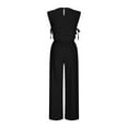 thumbnail image 6 of Dazajoo Womens Two Piece Lounge Set Summer Cap Sleeve Crop Tanks with Drawstring Wide Leg Pants Solid Color Elegant Suits,Black,L, 6 of 6