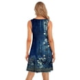 thumbnail image 3 of WILLBEST Vestidos de Lino para Mujer Vestido Playero de Verano de Color Liso A La Moda para Mujer Vestido Flotante de Longitud Media con Cuello Redondo sin Mangas 492 Grande​​, 3 of 3