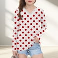 thumbnail image 3 of Ugoldhm Girls Tees Polka Dot V Neck Tunic Fashion Tops Fall Long Sleeve Shirts Sizes 3-13, 3 of 8