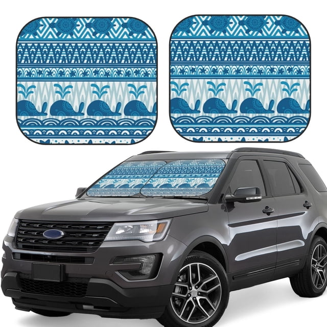 Saiise Sea Underwater Animals for Foldable Car Sun Shades (2-Pack) Offer Sun Protection with an Easy-fold Design for Convenient Windshield Shading-Medium