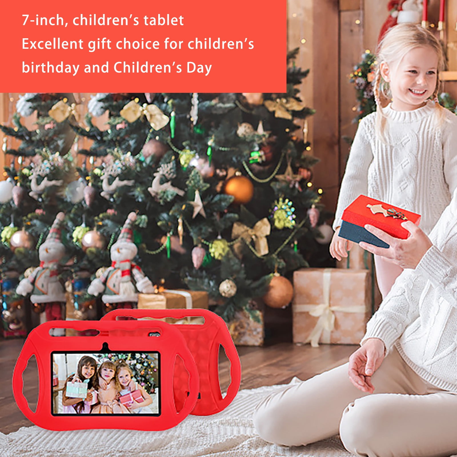 Summercome Kids Tablet with Handle, 7 inch Android 11 Tablet for Kids, 2GB RAM+32GB ROM Quad-Core, Toddler Tablet with Shockproof Cover, Parent Contro, Bluetooth, WiFi, GPS, Double Camera, Games(Blue)