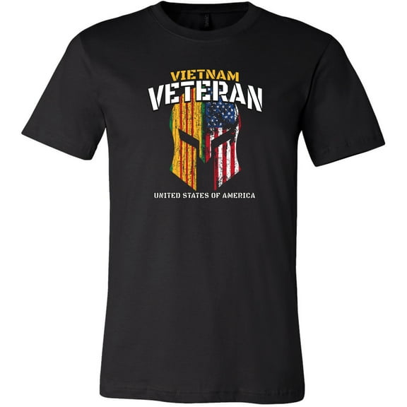 USA Vietnam Veteran Distressed Helmet Soft Premium T-shirt, Large Black