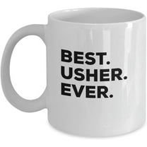 Usher Mug - Best Usher Ever Coffee Cup - Usher Gifts For Kids Church Wedding Men - Thank You - Inexpensive Under $20 Or Add To Gift Bag Basket Box Set