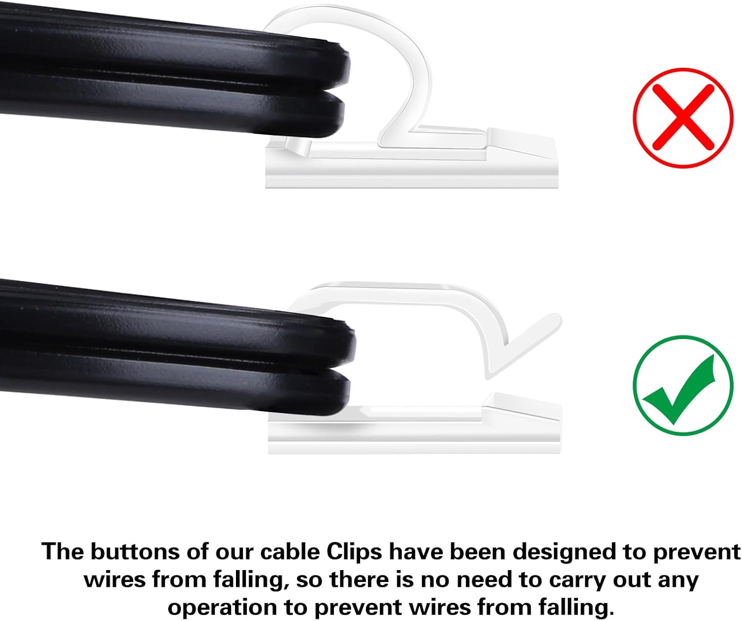XHF 3/4” Adhesive Cable Wire Clips Black 60pcs, Cable Staples Outdoor Cable Management Wire Organizer Cord Holder for Under Desk, Car, Wall, TV PC Ethernet Cable