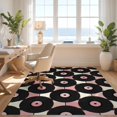 thumbnail image 3 of Design&I 2'x3' Washable Throw Rug Low Profile Daily Traffic Ready Accent Music Note Grid With Retro Cd Disc Checkered Design Vinyl Record for Hallway, Laundry Room, 3 of 7