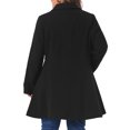 thumbnail image 4 of DARING DIVA Women's Plus Size A Line Notched Lapel Double Breasted Coat 1X Black, 4 of 6