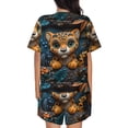 thumbnail image 6 of Haiem Playful Leopard Art Pattern Pajama Set for Women 2 Piece Lounge Set Short Sleeve Tops and Shorts Soft Sleepwear-Large, 6 of 7