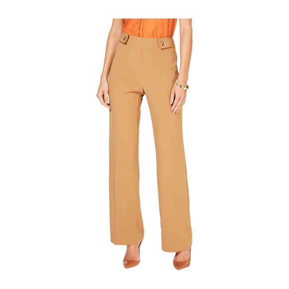 I-N-C Womens Toggle Detail Casual Wide Leg Pants brown 12x32