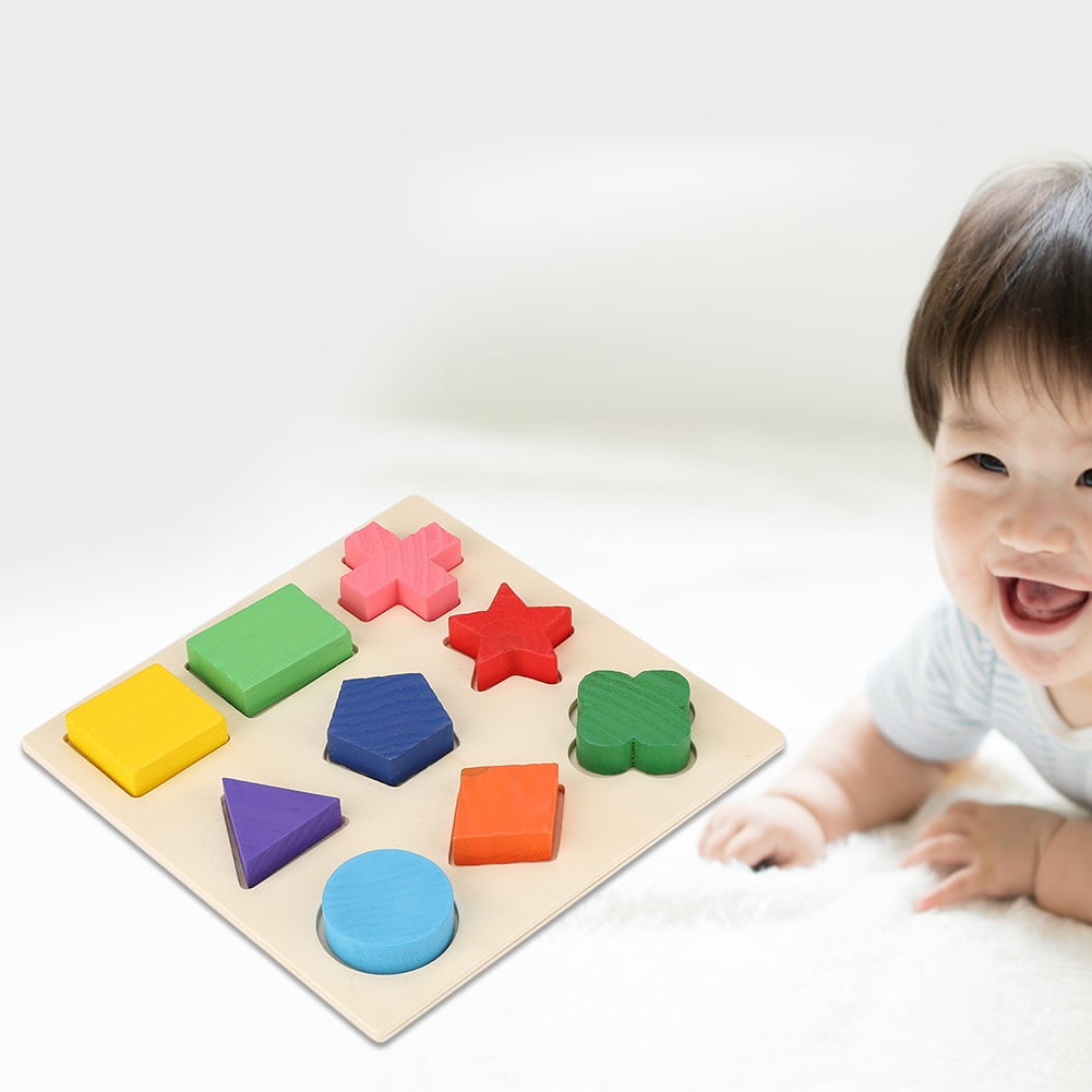 Wooden Puzzle Toys Educational Kids Toddler Learning Building Stacking Block S