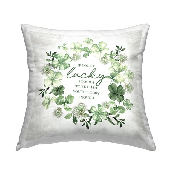 Stupell Industries Lucky To Be Irish Wreath Decorative Printed Throw Pillow, 18 x 18