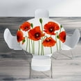 thumbnail image 4 of Red Poppies Round Table Cloth Floral Spring Flowers Bouquet Field Elastic Edged Table Cover Fade And Stain Resistant Table Cloths Easy To Clean Fits Tables 40-44" Diameter, 4 of 6