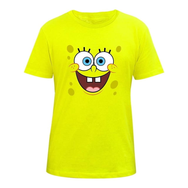 Playera Bob Esponja para Hombre, de Algodón Manga Corta Diseño Cara Amarilla Talla G