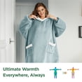 thumbnail image 3 of Cozy Comfort Standard Size Giant Pocket Warm & Comfortable Wearable Blanket Hoodie, Sherpa Fleece Hooded Blanket for Adult, Light Green, 3 of 6