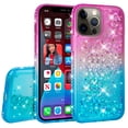 thumbnail image 2 of Compatible for Apple iPhone 13 Pro 6.1 Case, with Tempered Glass Screen Protector SOGA Diamond Liquid Quicksand Cover Cute Girl Women Phone Case - Pink / Teal, 2 of 5