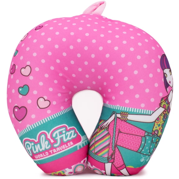 Pink Fizz Polka and Hearts Microbeads Travel Neck Pillow for Girls