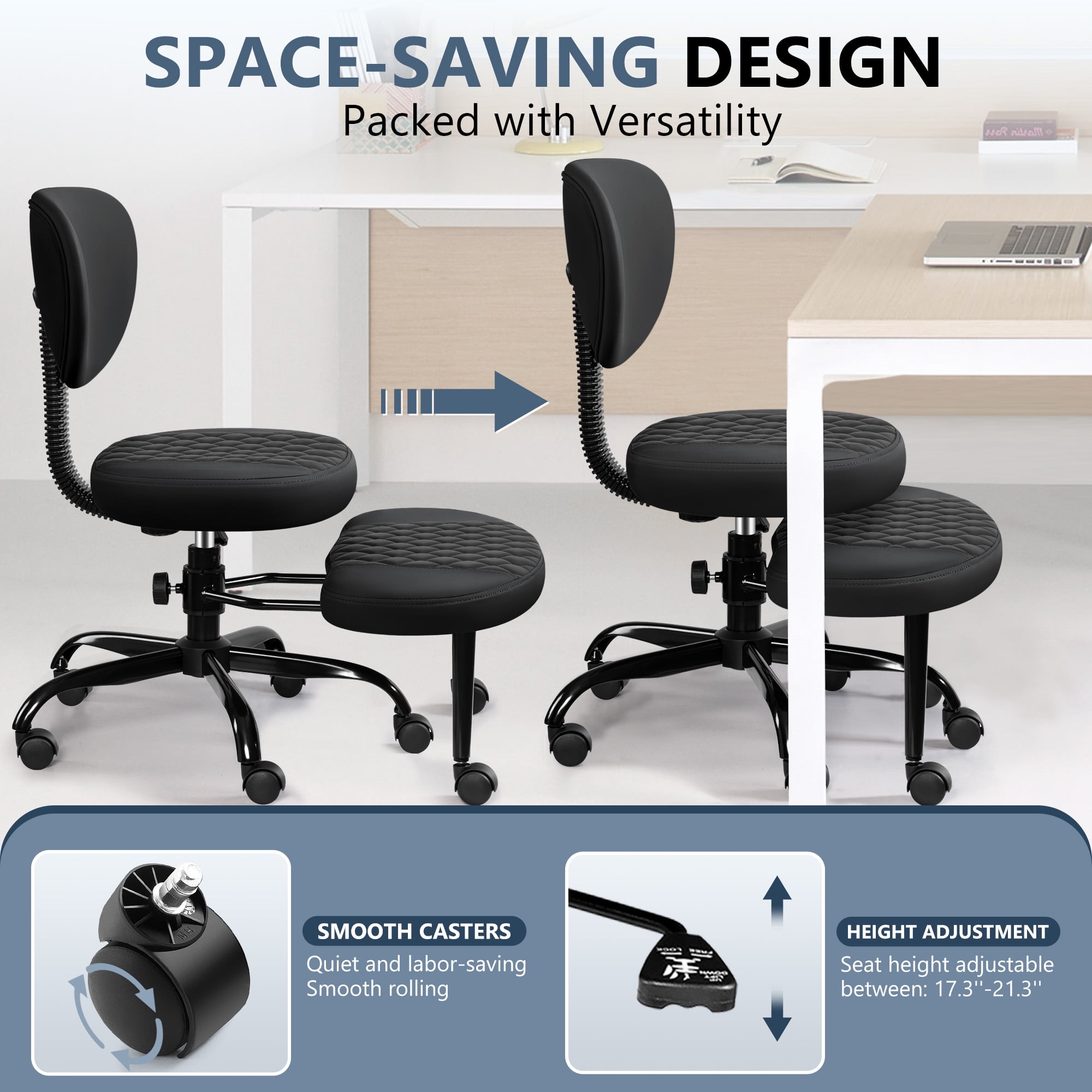 Primy Ergonomic Cross Legged Office Chair, ADHD Meditation Yoga Chair with Back Support, Adjustable Height Kneeling Chair for Adults with Wide Seat