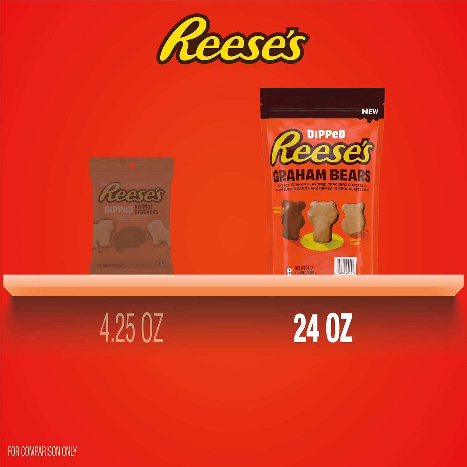 REESE'S Chocolate Peanut Butter Candy Dipped Graham Bears, 24 oz.
