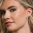 thumbnail image 4 of Gem Stone King 925 Sterling Silver and 10K Yellow Gold Sky Blue Topaz and White Lab Grown Diamond Earrings for Women (2.21 Cttw, Gemstone November Birthstone, Cushion Checkerboard 6MM), 4 of 6