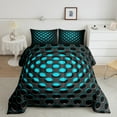 thumbnail image 2 of Manfei Geometry Stereoscopic Full Size Comforter Sets,Teal Dense Holes Bedding Comforter Set,Honeycomb Hexagon Bedding Sets,Super Cozy Bedroom Decorative Reversible,3pcs, 2 of 8