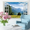thumbnail image 5 of ABODELINE Fake Window for Walls Faux Window Decal Windows Poster Picture Open Window Wall Art Decor, Stick and Peel Wallpaper Nature Wall Decol Mountain Scene Mural, 16" x 24", 5 of 7