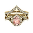 thumbnail image 4 of Wedding Ring Set for Women 14K Gold Pear Cut Pink Morganite Big Rings (I,I1), 4 of 5