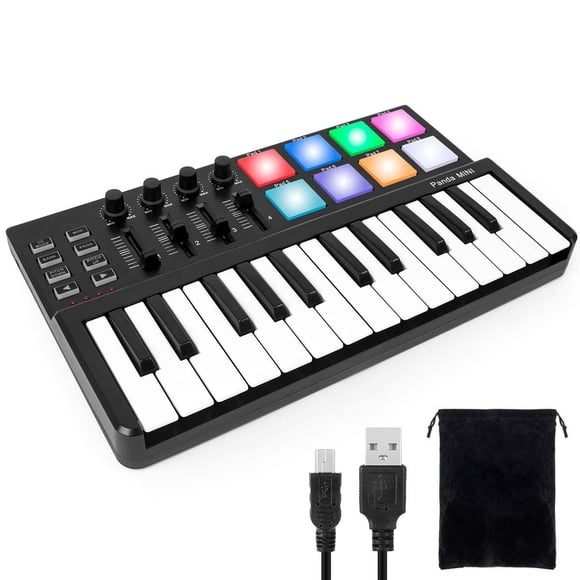 driver midi lotmusic Worlde TUNA PANDA MINI 25 teclas teclado USB portátil Midi con 8 RGB retroilumi