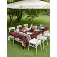 thumbnail image 4 of Outdoor Tablecloth with Umbrella Hole for Patio/Picnic/Party/Camping, Red Teal Botanical Waterproof Table Cloth Rectangle Table Cover Washable, Maple Leaf Vintage Wooden (60"x 120"), 4 of 8