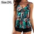 thumbnail image 2 of Traje de baño tankini para mujer floral de dos piezas traje de baño sin mangas con pantalones cortos, 2 of 5