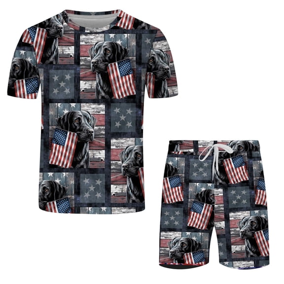 Vedolay Short Sets Men Mens Short Sets 2 Piece Outfits Summer Stars Stripe Patriotic T Shirts and Shorts Set,Red XXL