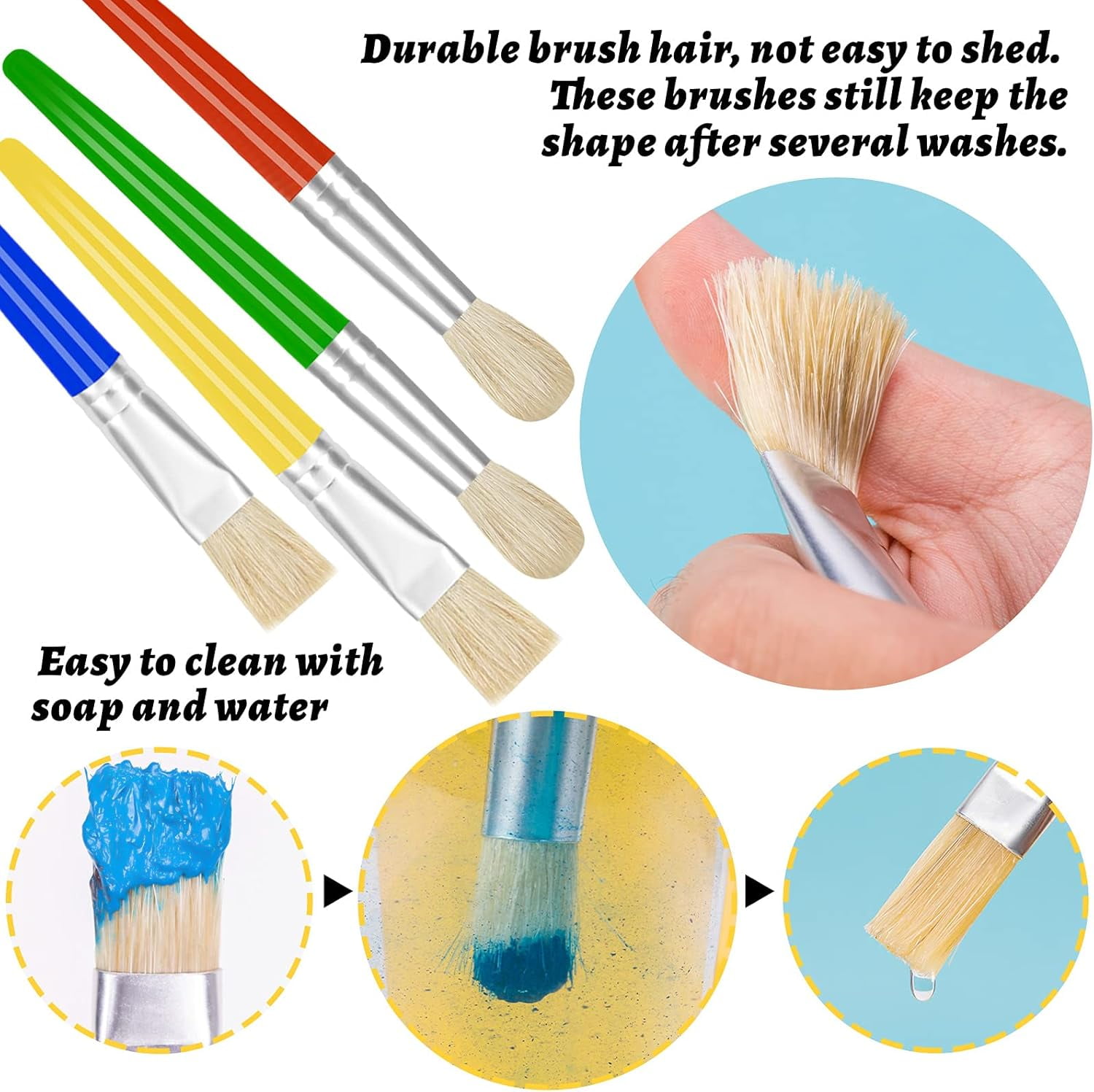 Artisanal Chubby Paint Brushes for Toddlers, Easy Grip Handles Enhance Dexterity, Anti-Shedding Soft Nylon Hair Promotes Precision, Ideal for All Types of Paint, Cultivate a Love