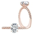 thumbnail image 2 of AFFY (0.32 Cttw) Oval & Round White Natural Diamond Semi Mount Engagement Ring In 14k Solid Rose Gold (I-J Color, I2-I3 Clarity) Ring Size-9, 2 of 3