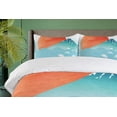 thumbnail image 4 of Ambesonne Wave Duvet Cover Sets, Japanese Far Eastern Nature, 2-Queen, Vermilion Seafoam, 4 of 7