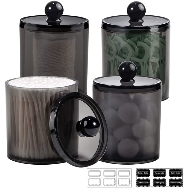 SheeChung 4 Pack Plastic Acrylic Bathroom Vanity Countertop Canister